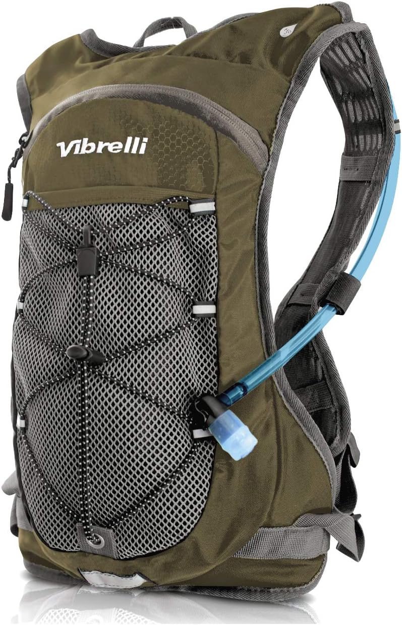 Vibrelli Hydration Backpack & 2L Hydration Bladder - High Flow Bite Valve - Hydration Pack for Cycling, Running, Hiking - Image 1